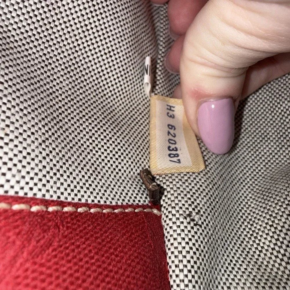 DOONEY & BOURKE Red Canvas & Brown Leather DB Signature Tote Satchel Bag Purse